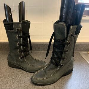 Cole Haan MARDI black suede waterproof lace-up boots Size 6.5 MSRP 198